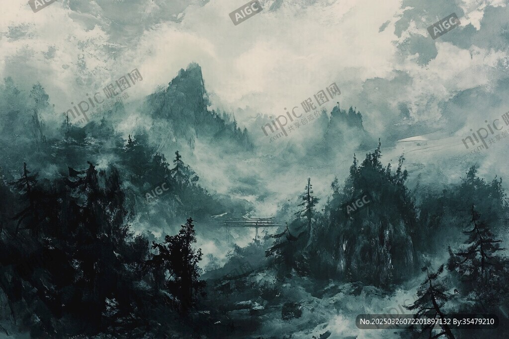 雾中山林景致