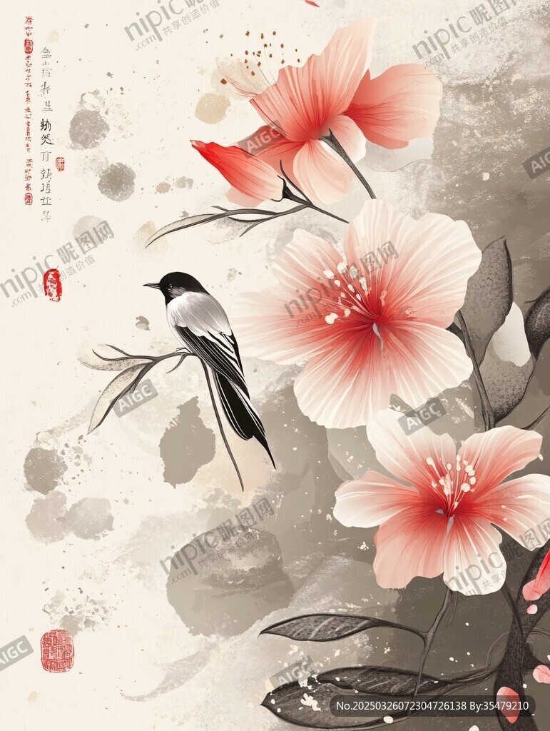水墨花鸟图