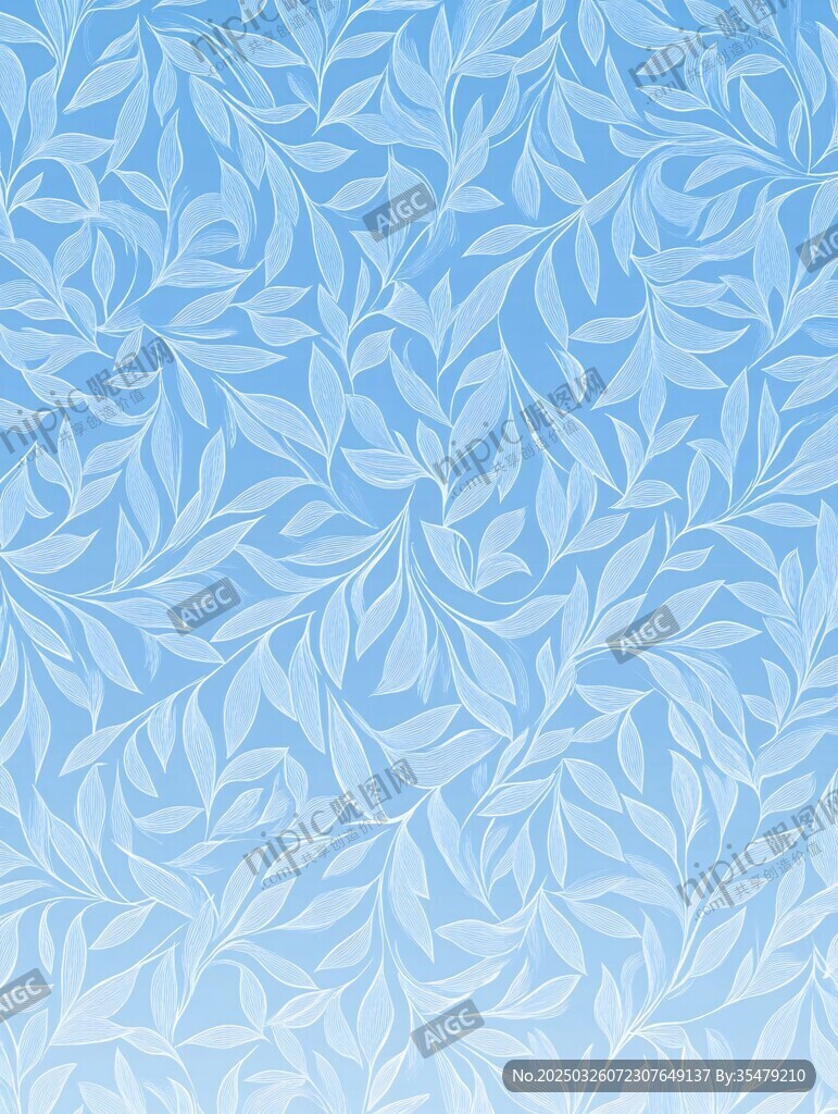 浅蓝色叶片纹理背景图