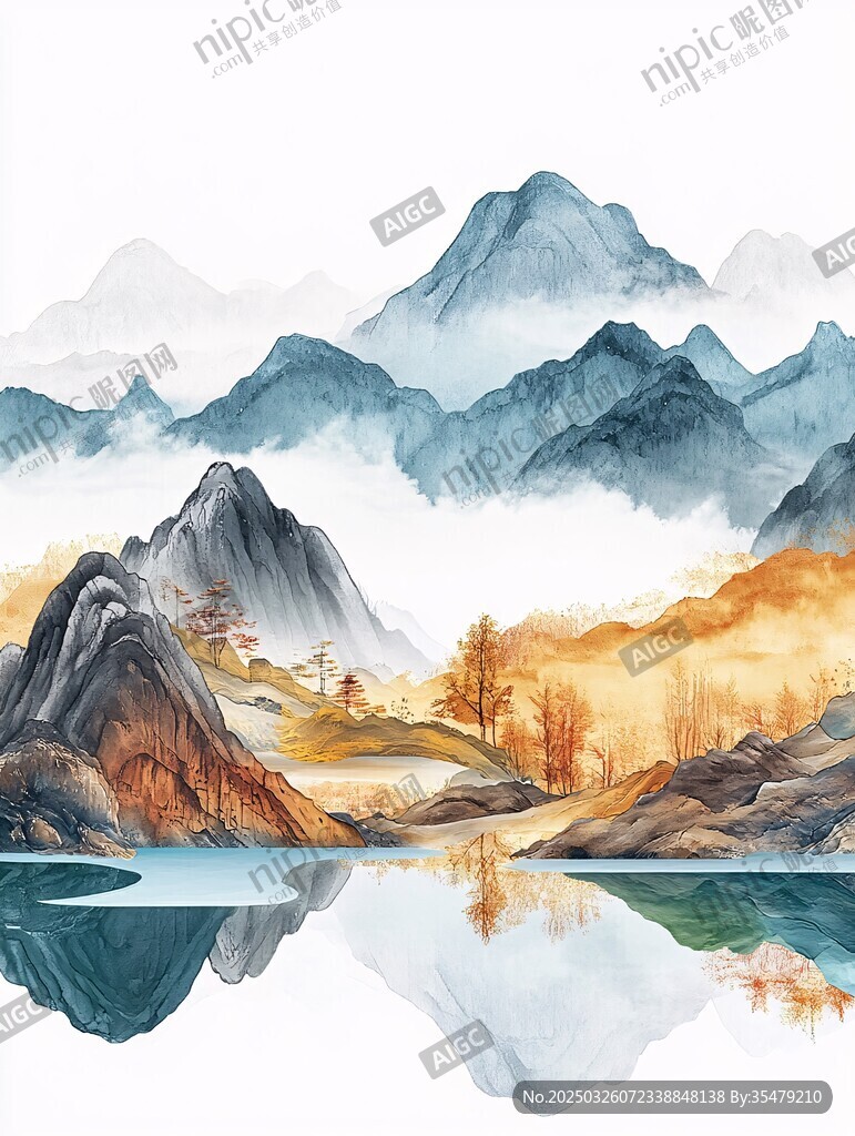 水墨山水间的诗意秋景