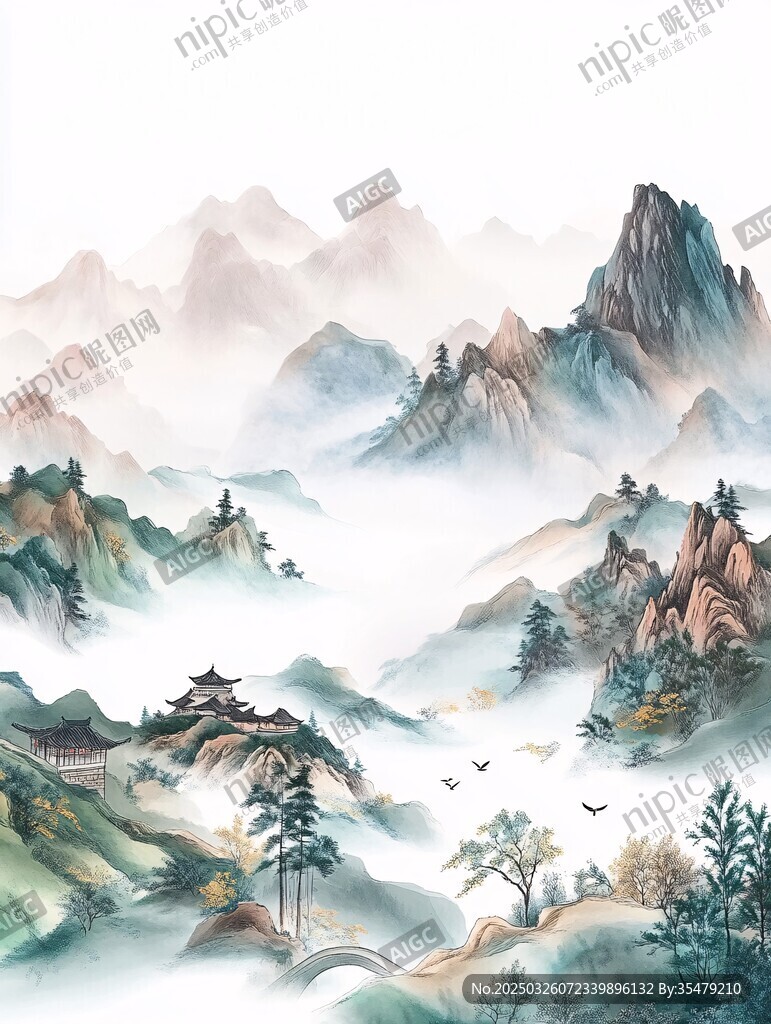 水墨山水间的诗意景致