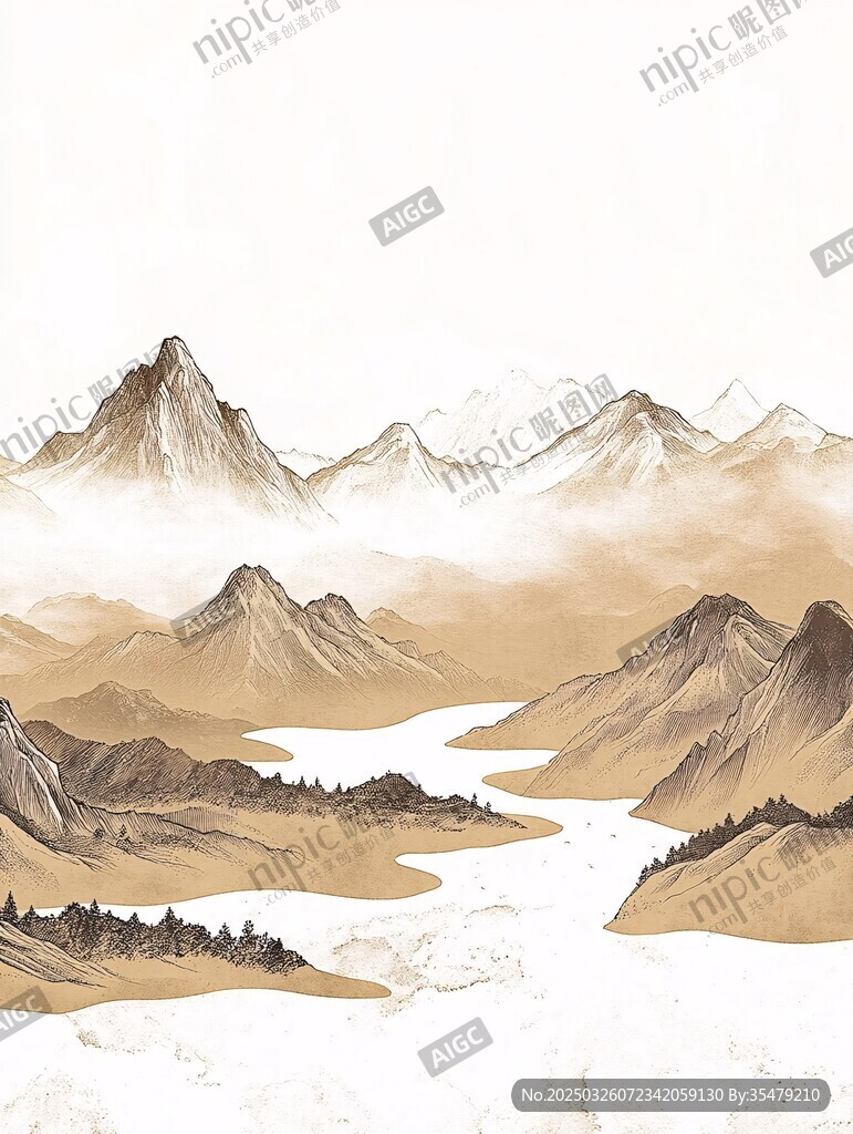 水墨山川意境图