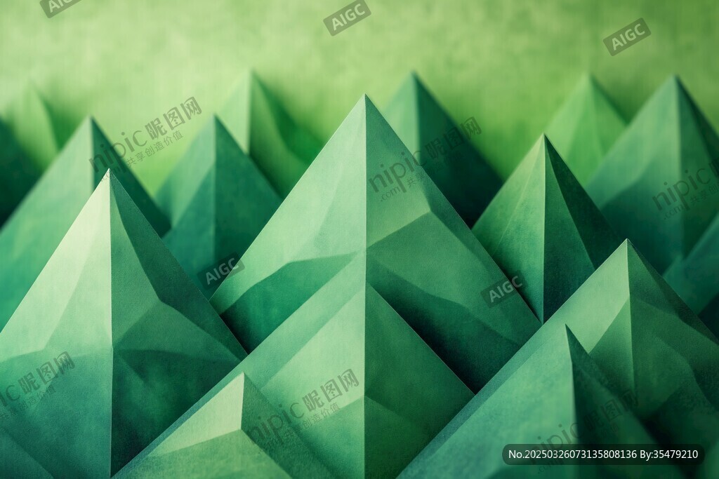 翠绿折纸几何造型图案