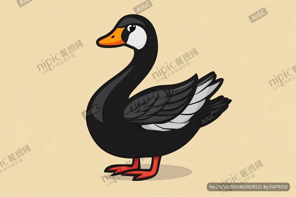 卡通黑天鹅形象插画