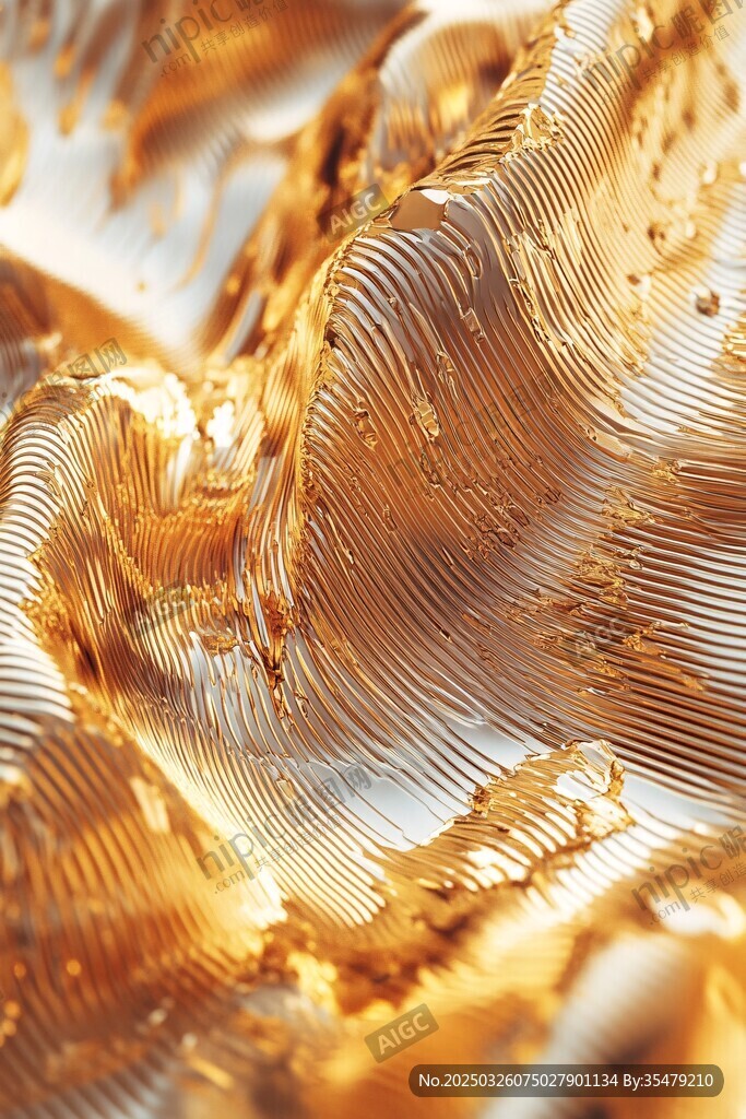 金色流动纹理艺术画面
