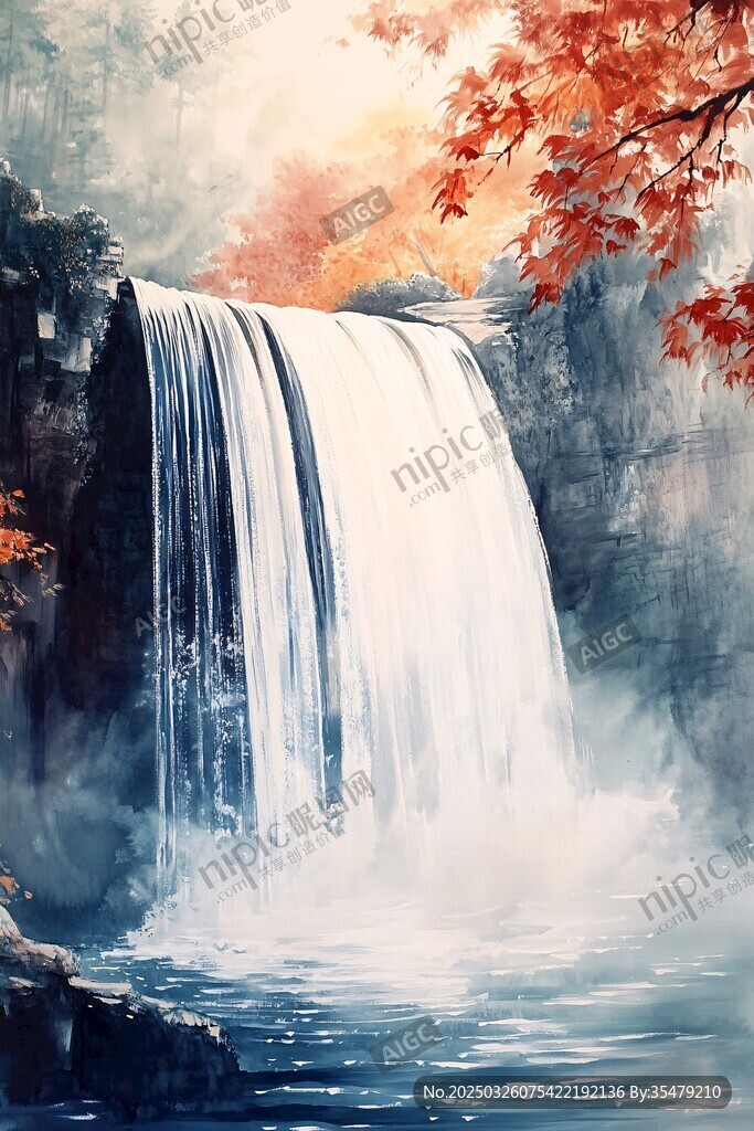 秋日瀑布美景