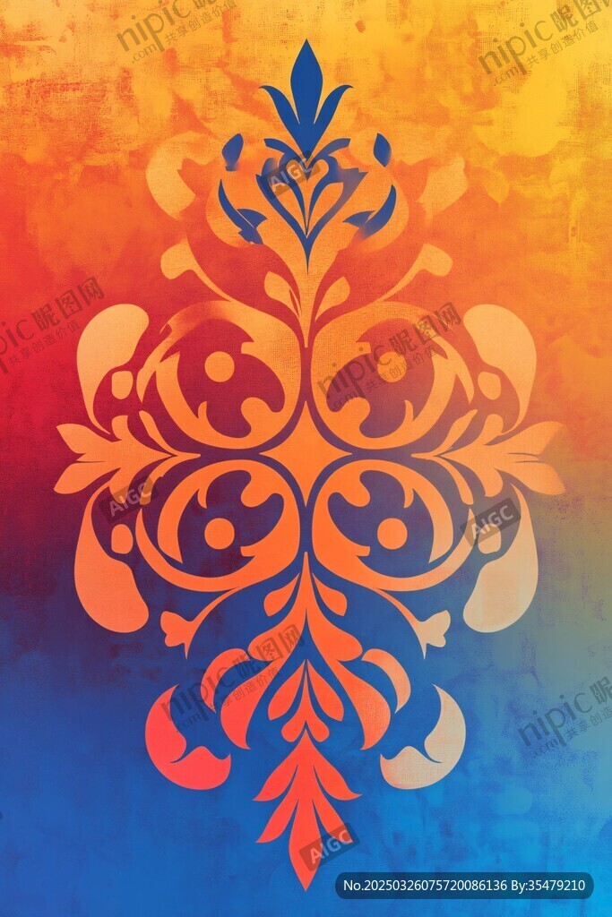 多彩渐变背景上的精美花纹