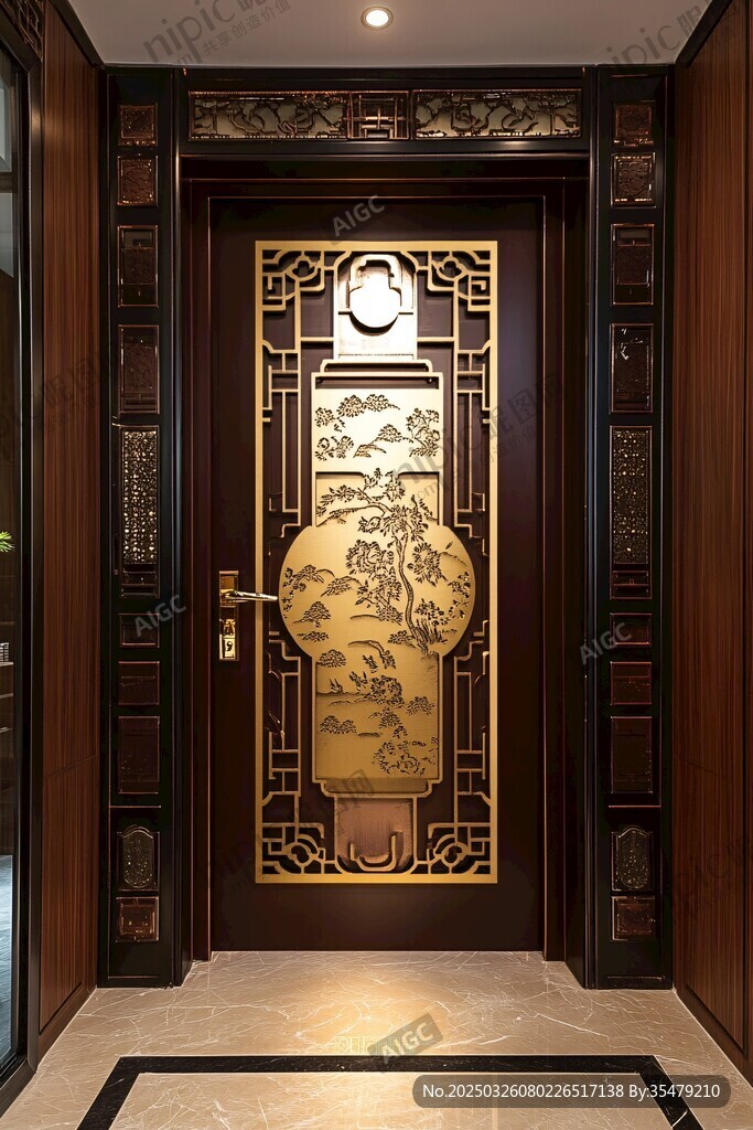 中式雕花入户门 尽显典雅