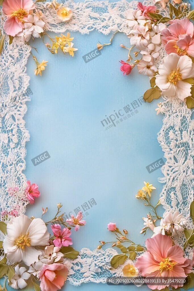 蕾丝花边花卉装饰背景图