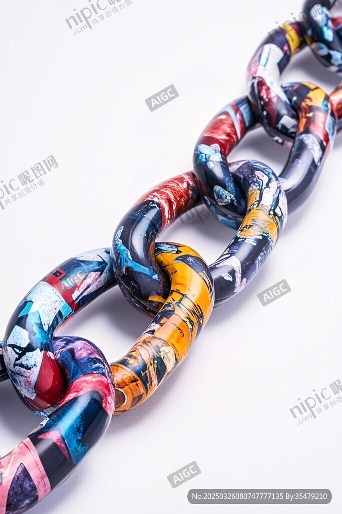彩色涂鸦风个性链条饰品