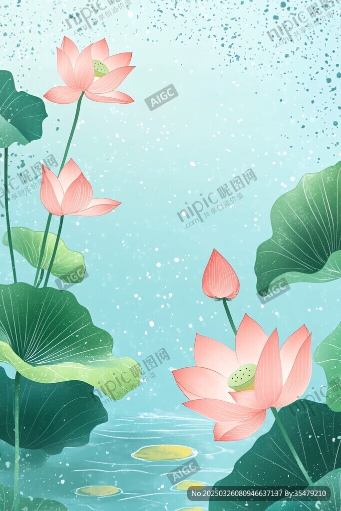 夏日清新荷花池美景