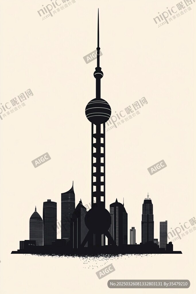 东方明珠城市天际线剪影