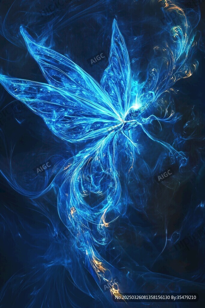蓝色梦幻精灵蝴蝶飞舞
