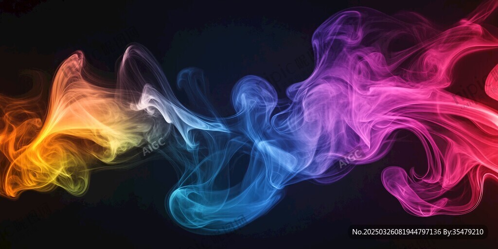 彩色烟雾舞动奇幻画面