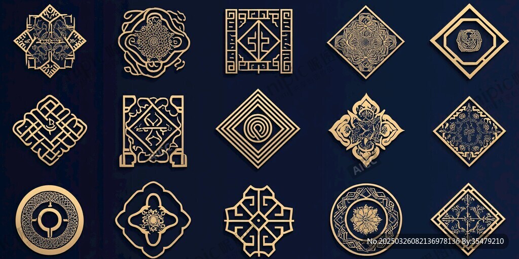 中式古典金色花纹图案集