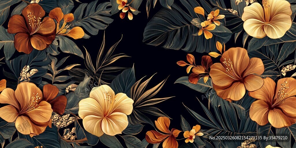 热带花卉图案背景
