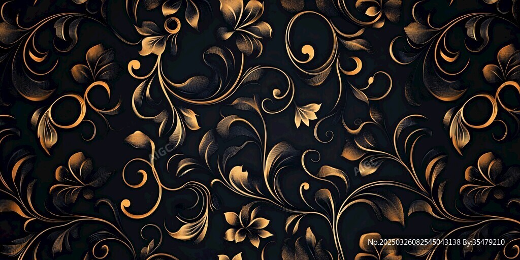 黑金奢华花卉纹理图案