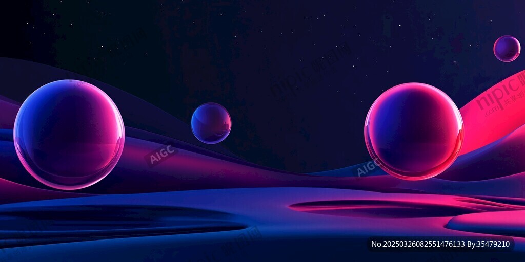梦幻炫彩悬浮球体场景