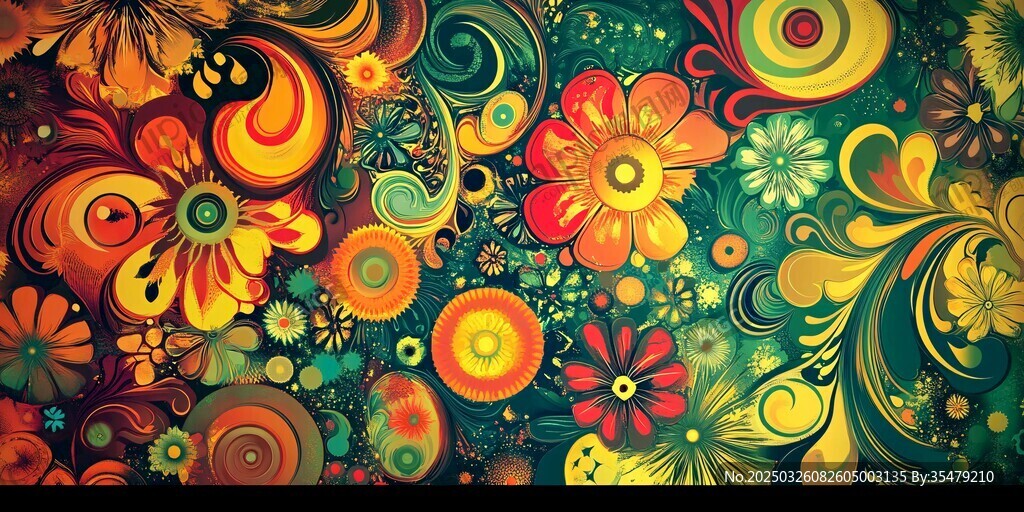 绚丽多彩花卉抽象艺术图案