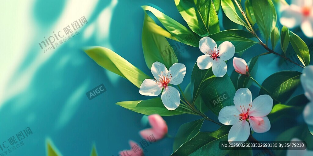 清新花卉绿意盎然景致