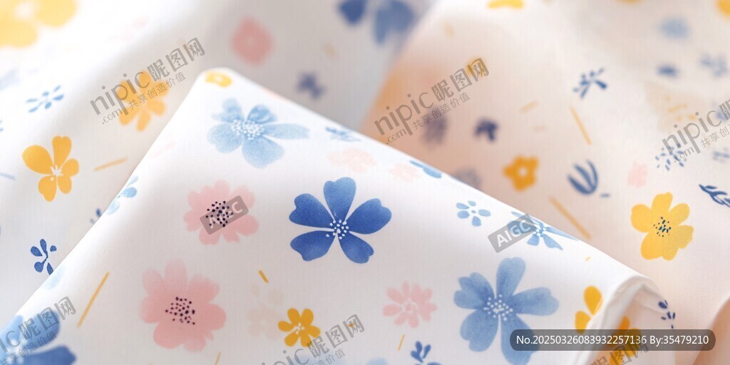 清新碎花布料展示