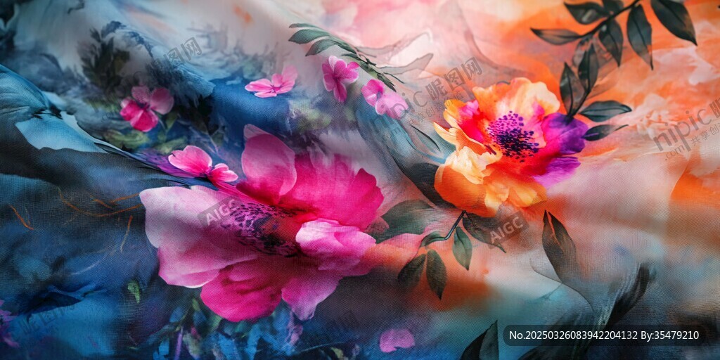 梦幻花卉水彩艺术画作
