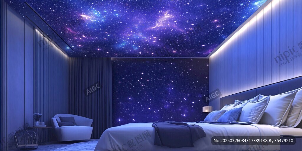 梦幻星空卧室天花板设计