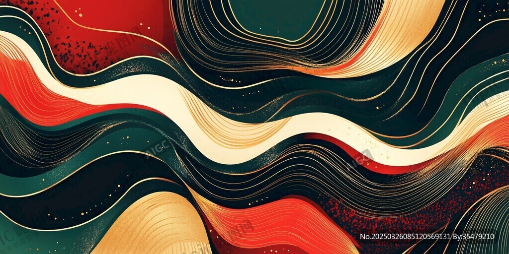 多彩波浪抽象艺术图案