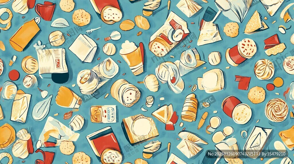 多彩面包糕点插画背景图