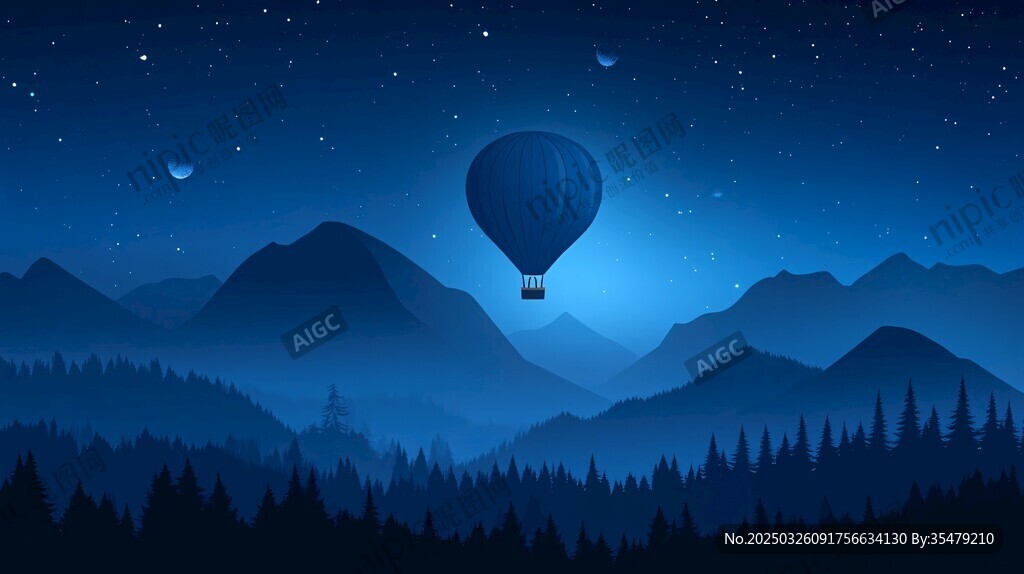 夜空中的热气球梦幻之旅