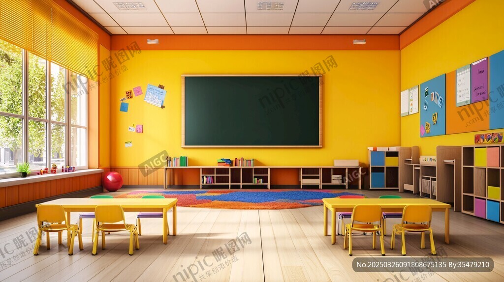 明亮温馨的儿童教室场景