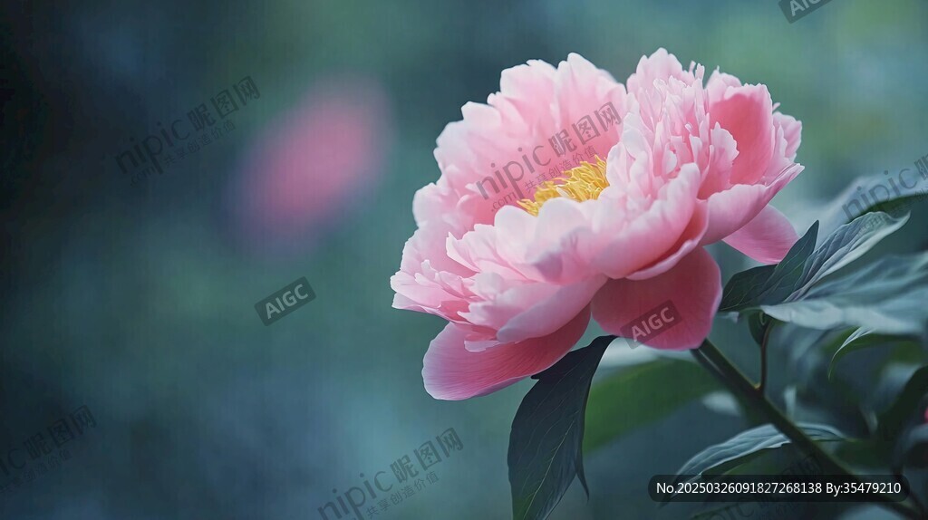 娇艳粉色牡丹花特写