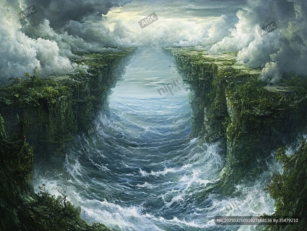奇幻裂谷中的汹涌海水