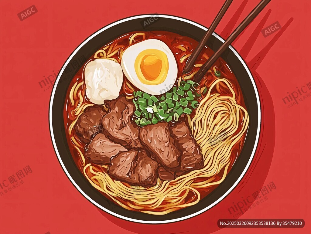 美味牛肉拉面插画