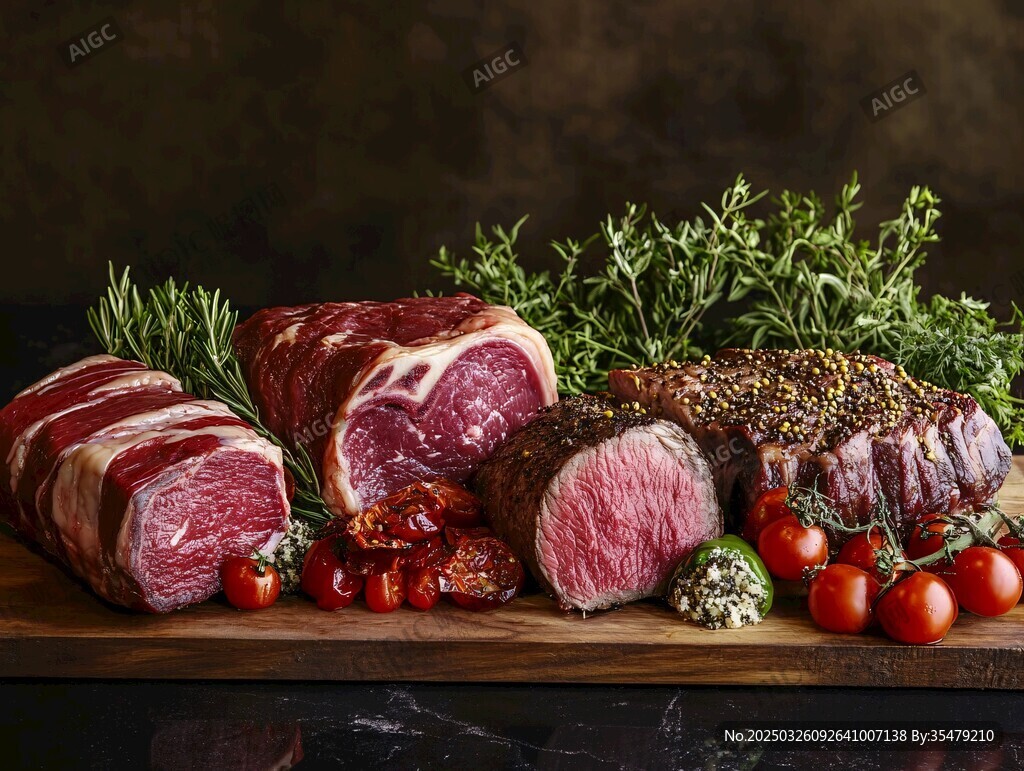 精选美味生牛肉与新鲜配菜