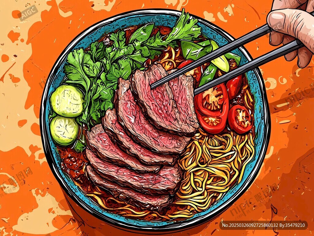 牛肉拉面诱人美食画面