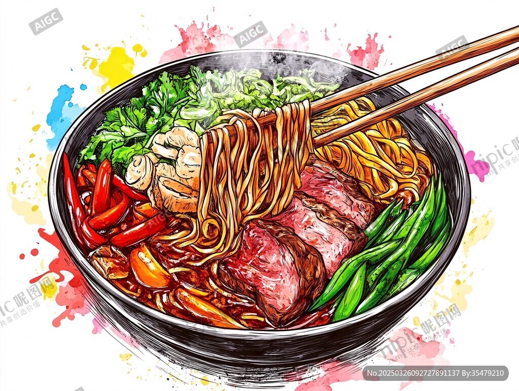 美味牛肉面插画