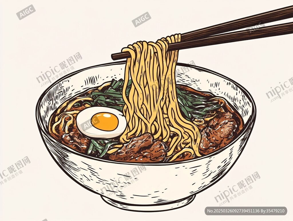 一碗美味拉面插画