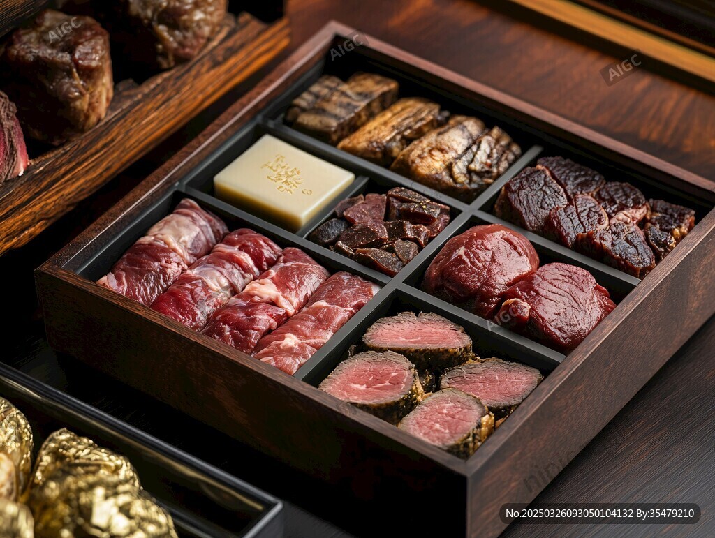 日式精致牛肉拼盘展示