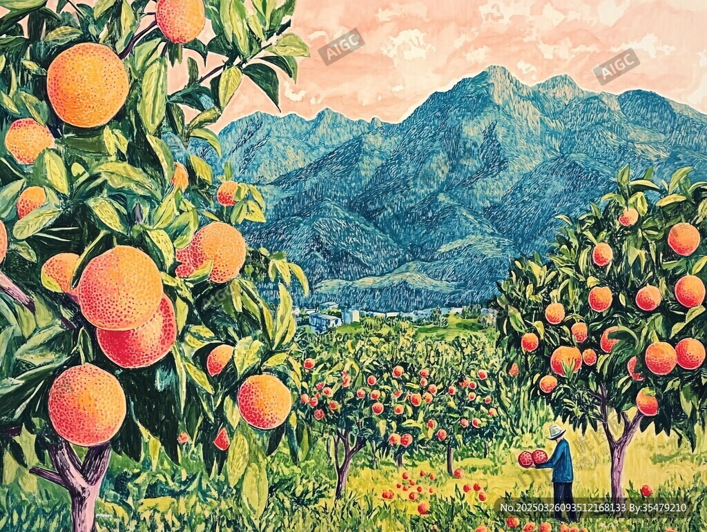 田园橘林丰收美景