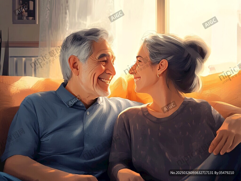 老夫妻温馨相伴的幸福时刻