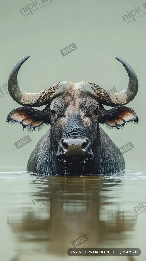 水中水牛特写