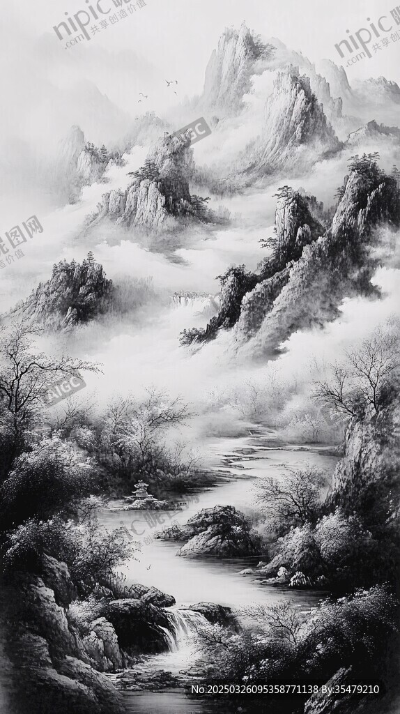 水墨山水间的静谧景致