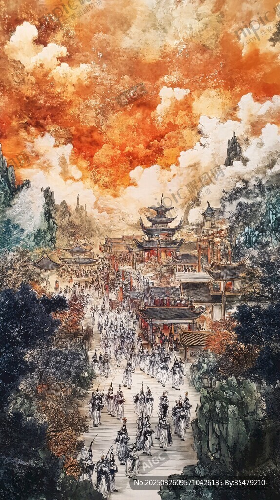 古风繁华市井壮丽景象