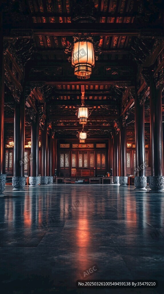 古建长廊内的光影魅力