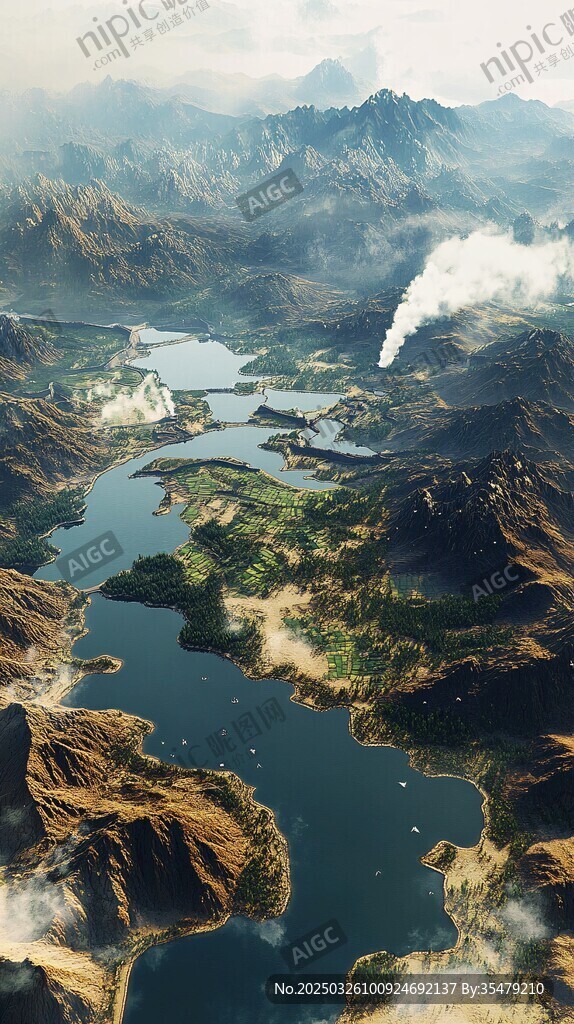 壮丽山河间的湖光山色