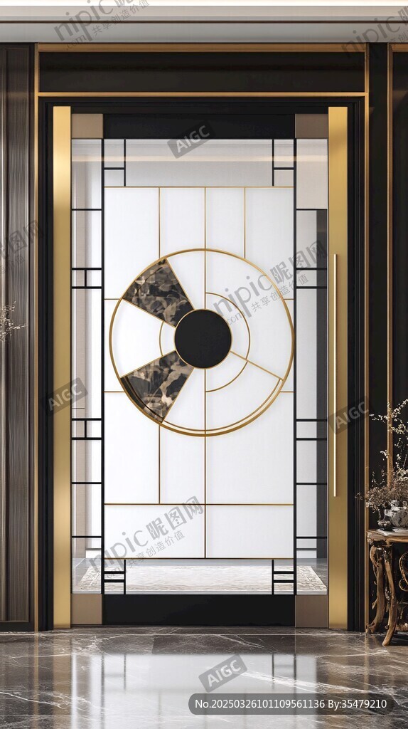 新中式金属玻璃屏风隔断