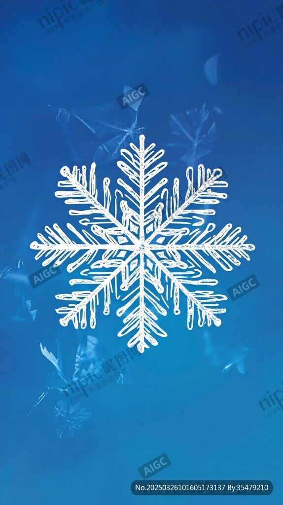 蓝色背景上的精美雪花图案