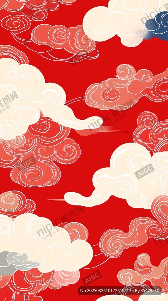 红色祥云图案背景设计