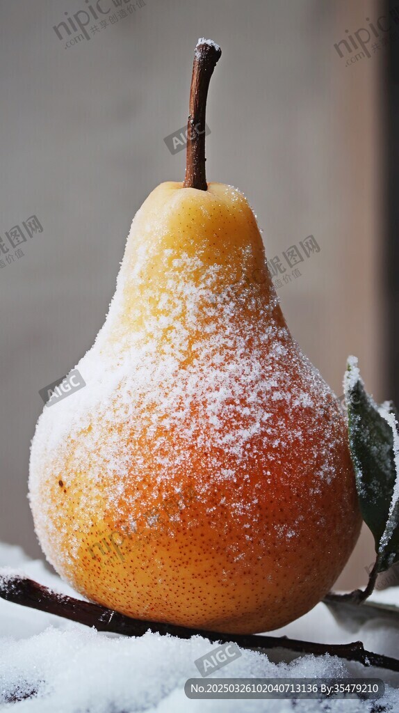 雪覆黄梨 尽显冬日静美